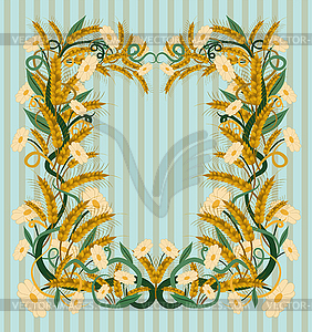 Wheaten wallpaper art nouveau style, vector illustratio - vector image