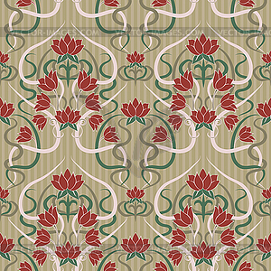 Floral seamless pattern in art nouveau style, vector  - vector image