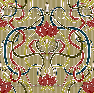 Floral seamless wallpaper in art nouveau style, vector  - vector EPS clipart