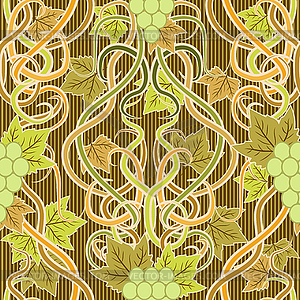 Seamless pattern with grape in art nouveau style - vector image