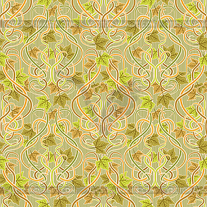 Seamless wallpaper with leaves in art nouveau style - vector clipart