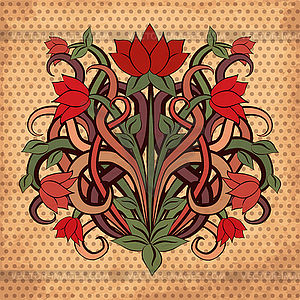 Floral card in art nouveau style, vector illustration - vector clipart / vector image