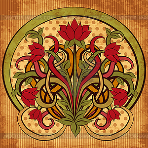 Floral pattern in art nouveau style, vector illustratio - vector EPS clipart