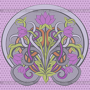 Floral invitation card in art nouveau style, vector  - vector clipart