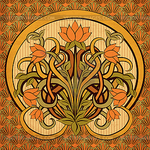 Floral wallpaper in art nouveau style, vector illustrat - vector image