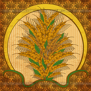 Wheat card in art nouveau style, vector illustration - vector clipart