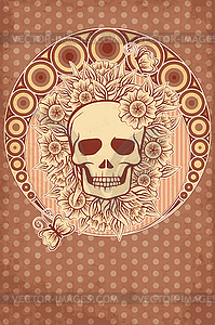 Wallpaper with skull in art nouveau style, vector illus - vector clipart