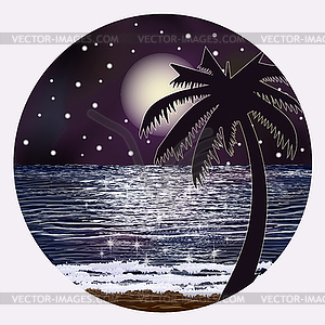 Summer sea night card , vector illustration - vector image