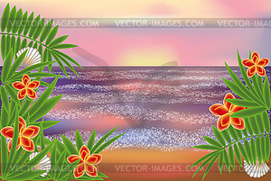 Tropical wallpaper with palms , vector illustration - vector image