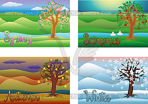 Four seasons card, vector illustration - vector clip art