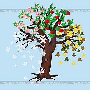 Four seasons tree card, vector illustration - vector EPS clipart