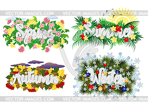 Four seasons word banners, vector illustration - stock vector clipart