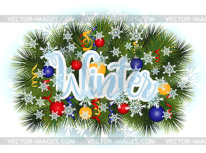 Winter time season card, vector illustration - vector image