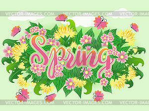 Spring time season card, vector illustration - vector clip art