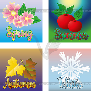 Four seasons cards, vector illustration - vector EPS clipart