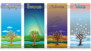 Four seasons banners, vector illustration - vector clipart