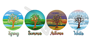 Four seasons cards, vector illustration - vector clipart