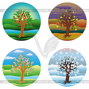 Four seasons invitation cards, vector illustration - vector image