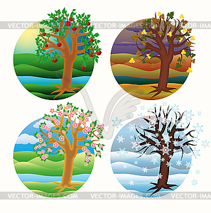 Four seasons greeting cards, vector illustration - royalty-free vector image