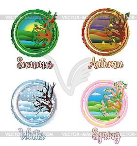 Four seasons cards, vector illustration - vector clipart