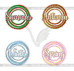 Four seasons word cards, vector illustration - vector clipart / vector image