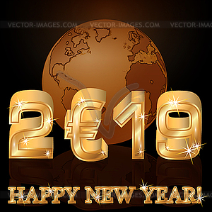 Golden euro New 2019 Year , vector illustration - vector clip art