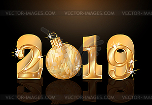 Счастливый золотой новый 2019 год обои, векторные иллюстрации - рисунок в векторе