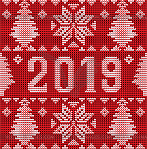 Новогодний фон, Новый 2019 год Трикотажная текстура - рисунок в векторе