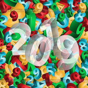 Happy 2019 New Year 3D wallpaper, vector illustration - vector image