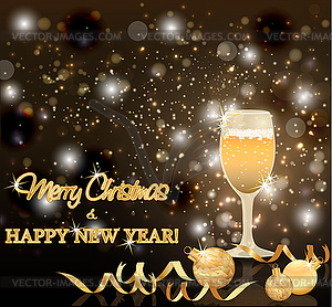 Merry Christmas and New Year card, vector illustration - vector clipart