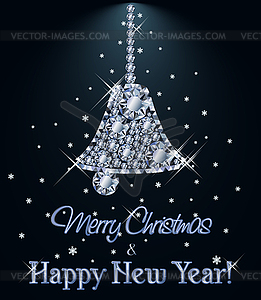 Merry Christmas and Happy New year Diamond card with xm - vector image