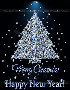 Merry Christmas and Happy New year Diamond banner with  - vector EPS clipart