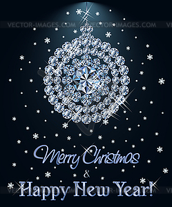 Merry Christmas and Happy New year Diamond background w - vector image