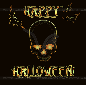 Happy Halloween пригласительный билет с черепом зомби, vect - графика в векторном формате