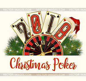 New 2019 Year wallpaper, Christmas Poker cards, vector  - vector clipart