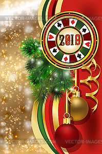 Christmas poker banner. New 2019 year. vector illustrat - vector image