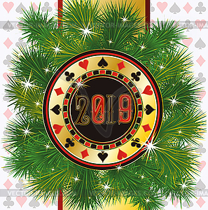 New 2019 year banner. Christmas Poker vector illustrati - vector image