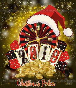 New 2019 year casino wallpaper. Christmas Poker vector  - vector clipart