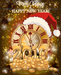 Happy New 2019 golden year wallpaper, vector illustrati - vector image