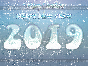 Frozen 2019 New year greeting card, vector illustration - royalty-free vector image