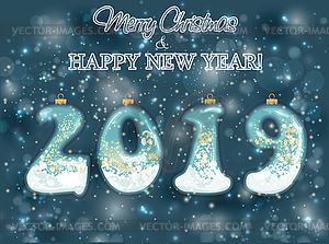 Ice New 2019 year wallpaper, vector illustration - color vector clipart