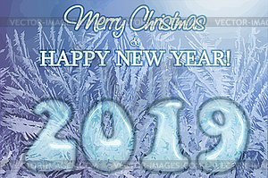 Frozen Merry Christmas and New 2019 year banner, vector - vector clipart
