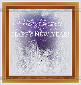 Merry Christmas and Happy New Year card. Holiday froste - vector EPS clipart