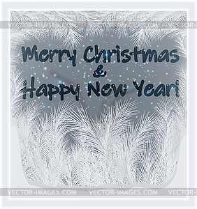 Merry Christmas & Happy New Year frosted window - vector clipart