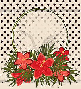 Vintage hibiscus flowers gift card, vector illustration - vector clipart