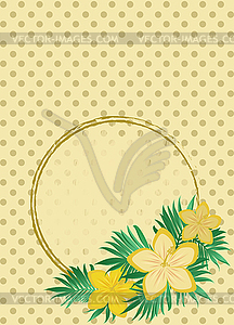 Vintage invitation card with tropical flowers, vector  - vector clip art