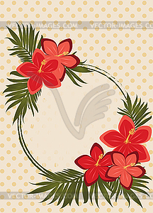 Vintage congratulation fashion card with hibiscus flowe - vector clip art