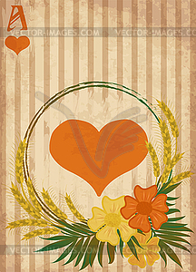 Casino Poker vintage hearts card , vector illustration - vector image