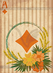 Casino Poker vintage diamonds card , vector illustratio - vector clip art