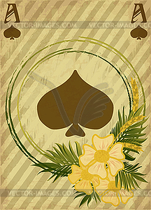 Vintage poker spades card, vector illustration - vector clip art